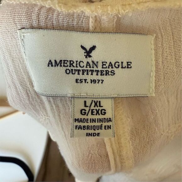 American Eagle Women's L/XL Cream Open Front Cardigan Lace Boho Chic Sweater - Picture 5 of 7